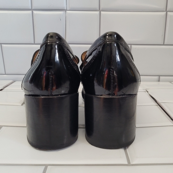 WIRTH 1948 Made in Brazil Ladies Black Patent Leather Heeled Loafers 2in Block H - Picture 7 of 12